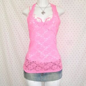 y2k hot pink lace tank top — Aéropostale